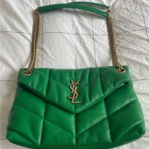Green Medium YSL Puffer Bag in Lambskin